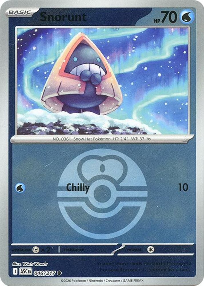 Snorunt (Love Ball) 046/217 Ascended Heroes Pokemon Reverse Holo Common NM