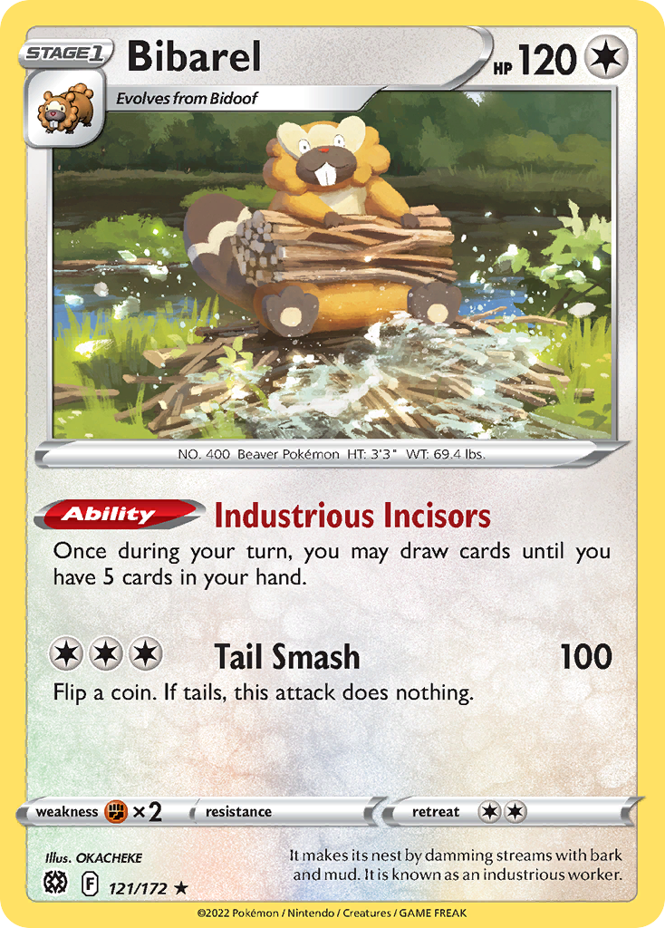 Bibarel 121/172 Brilliant Stars Pokemon Holo Rare NM