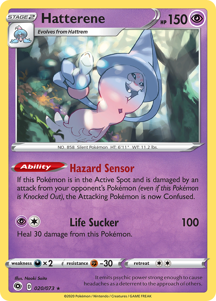 Hatterene 020/073 Champion's Path Pokemon Reverse Holo Rare NM