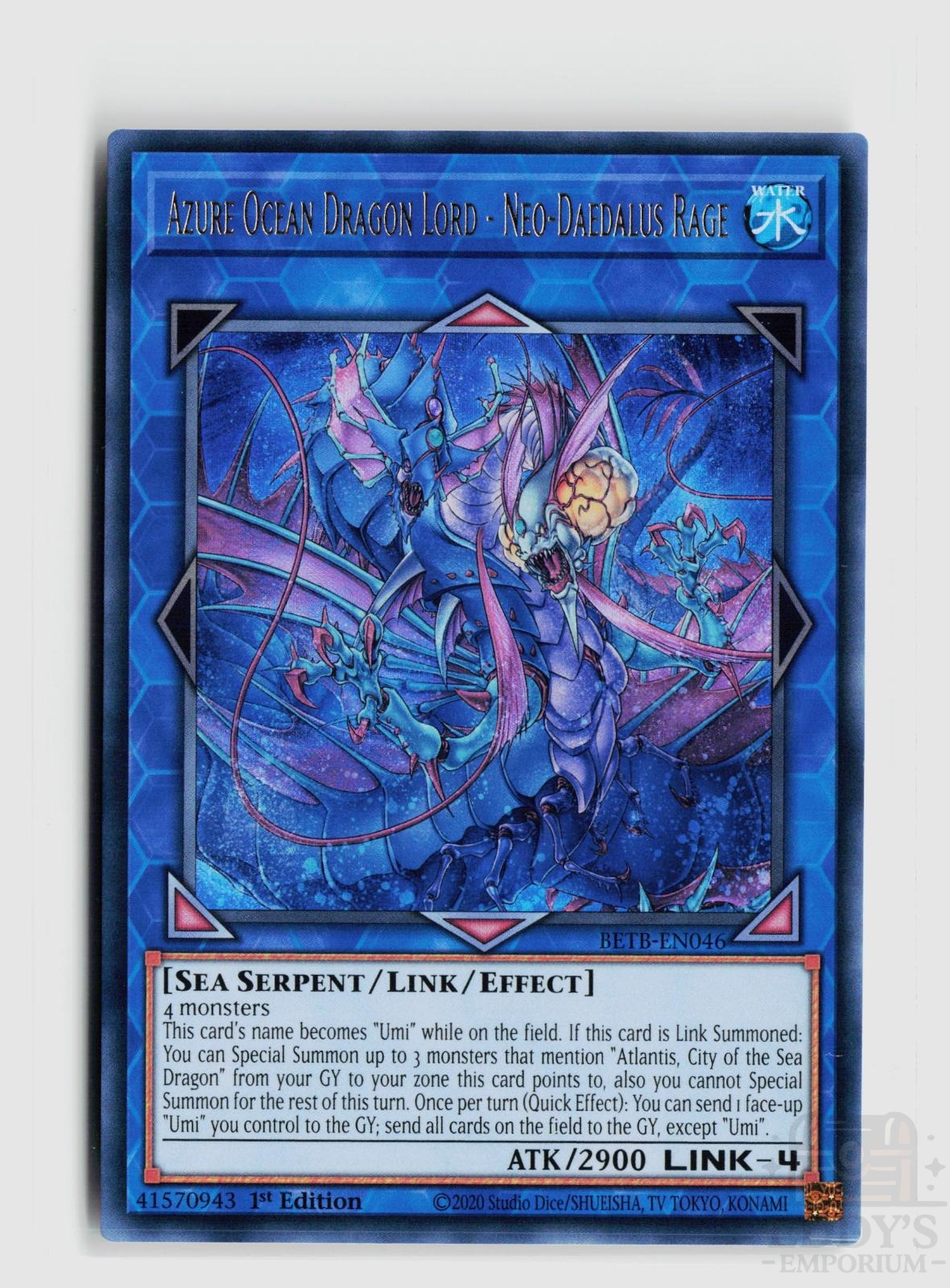 Azure Ocean Dragon Lord - Neo-Daedalus Rage BETB-EN046 Beyond the Brave Yu-Gi-Oh 1st Edition NM