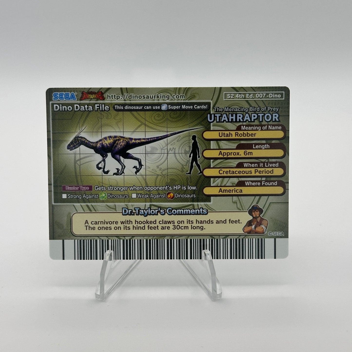 Utahraptor - 007-Dino - SEGA Dinosaur King S2 4th Edition Holo