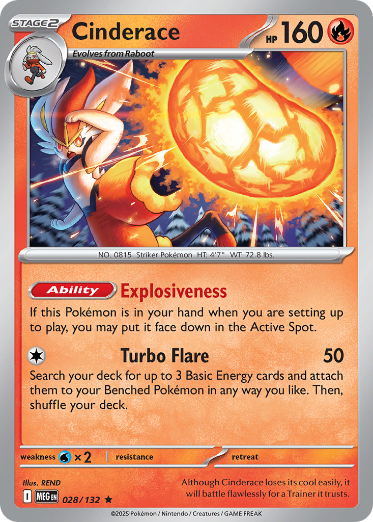 Cinderace 028/132 Mega Evolution Pokemon Holo Rare NM