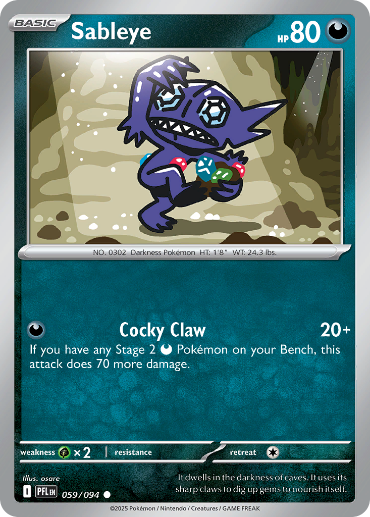 Sableye 059/094 Phantasmal Flames Pokemon Reverse Holo