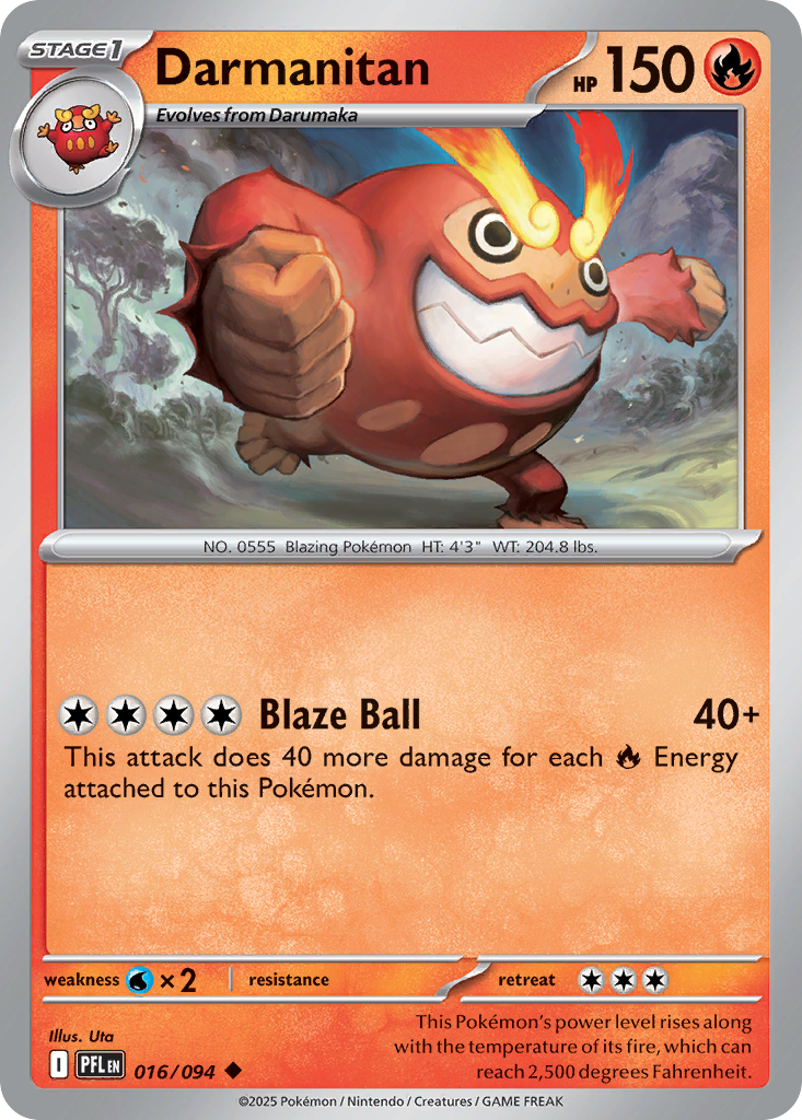 Darmanitan 016/094 Phantasmal Flames Pokemon Reverse Holo Uncommon NM