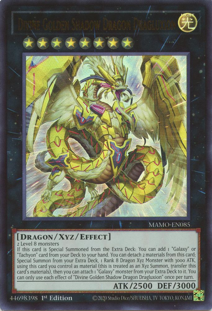 Divine Golden Shadow Dragon Dragluxion MAMO-EN085 Magnificent Monsters Yu-Gi-Oh 1st Edition NM