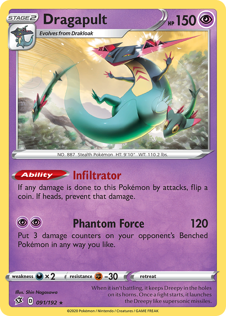 Dragapult 091/192 Rebel Clash Pokemon Holo Rare NM