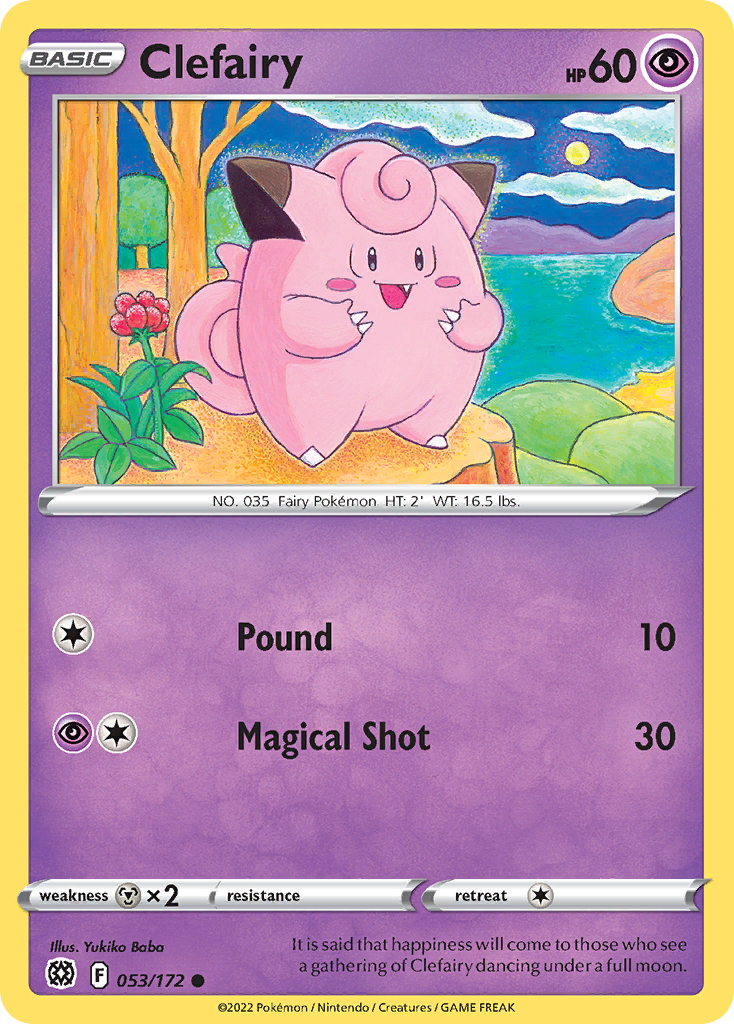 Clefairy 053/172 Brilliant Stars Pokemon Reverse Holo Common NM
