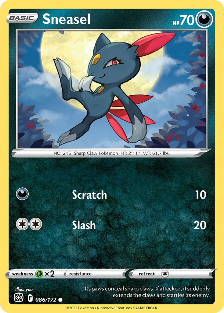 Sneasel 086/172 Brilliant Stars Pokemon Reverse Holo Common NM