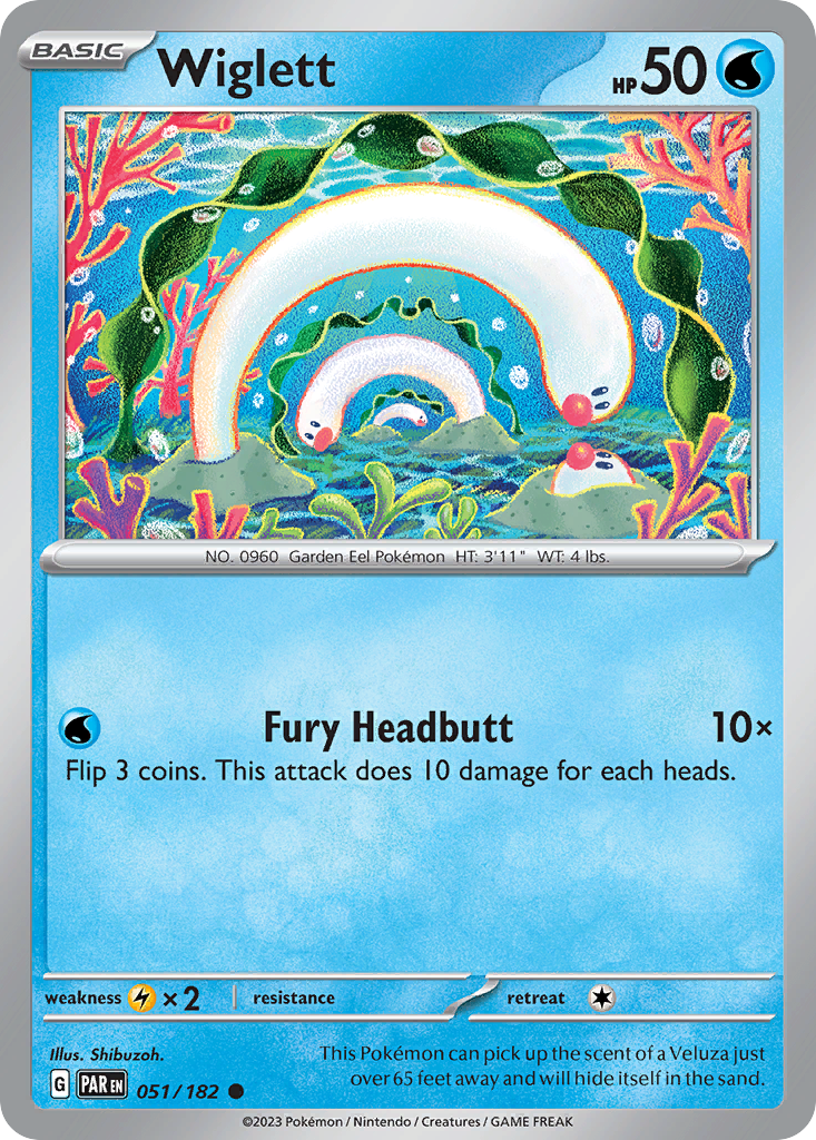 Wiglett 051/182 Paradox Rift Pokemon Reverse Holo Common NM