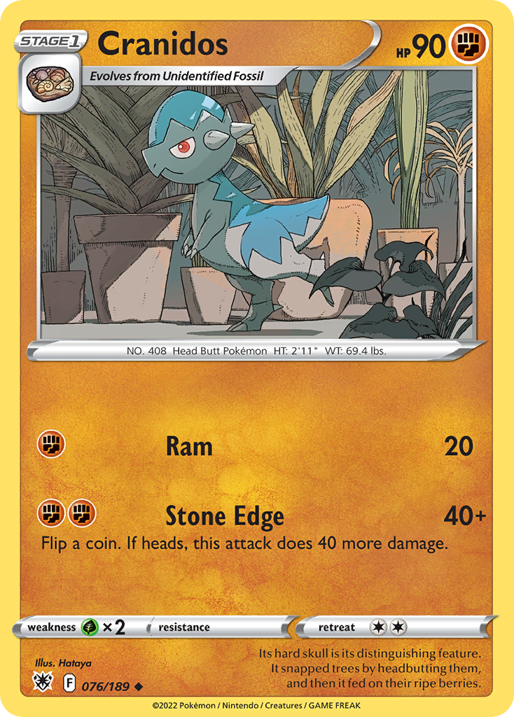 Cranidos 076/189 Astral Radiance Pokemon Reverse Holo Uncommon NM