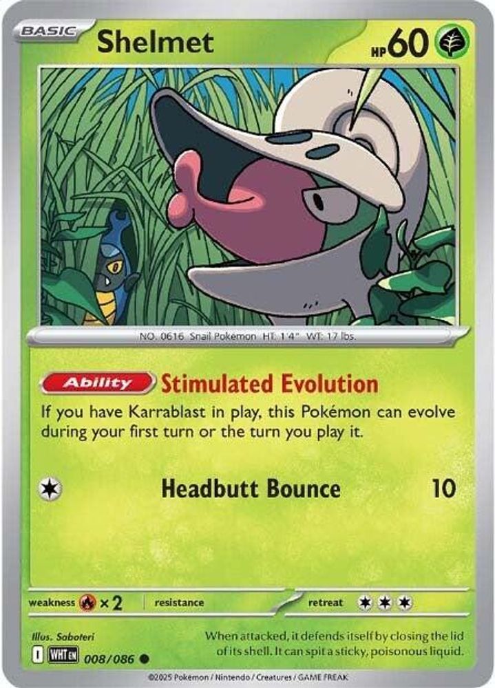 Shelmet 008/086 White Flare Pokemon Reverse Holo Common NM
