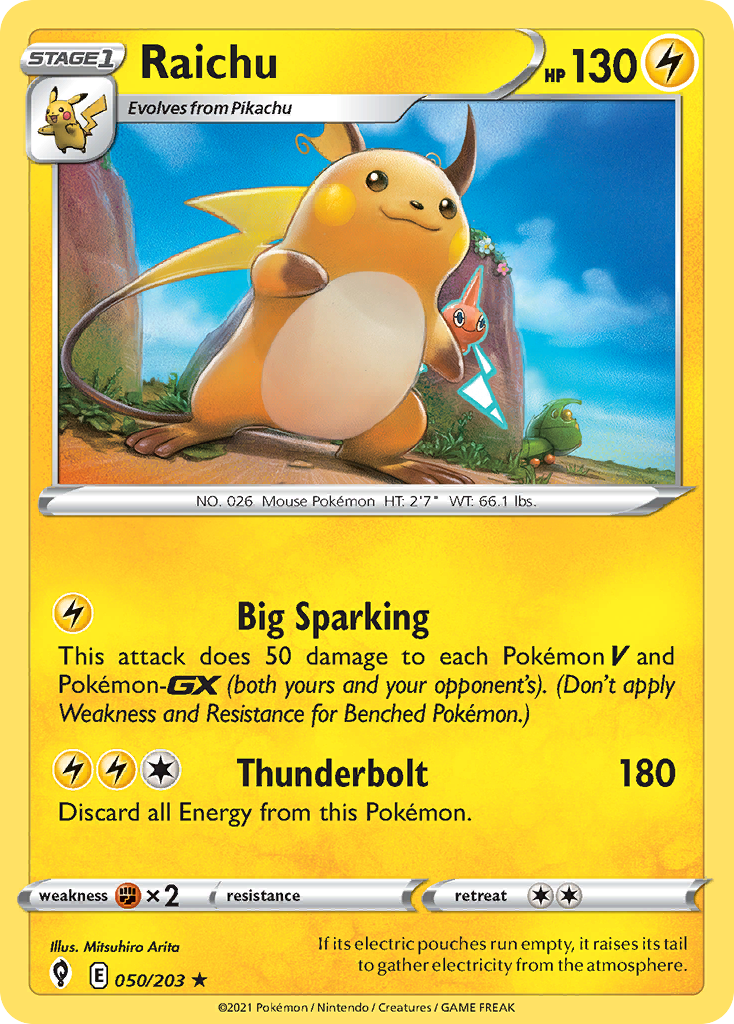 Raichu 050/203 Evolving Skies Pokemon Holo Rare NM