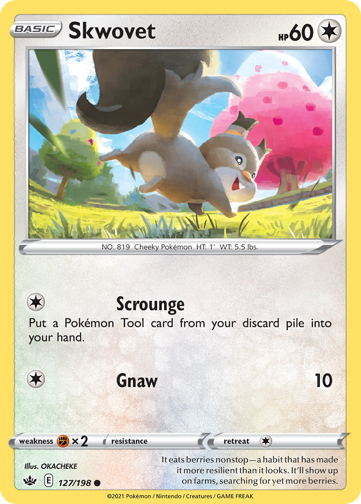 Skwovet 127/198 Chilling Reign Pokemon Reverse Holo Common NM
