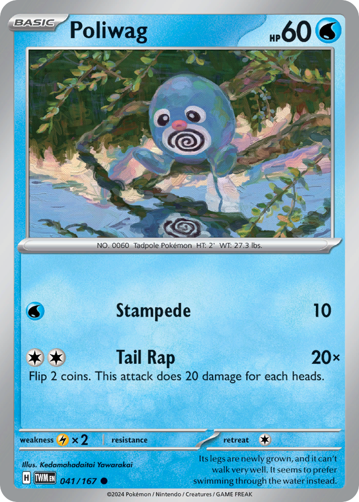 Poliwag 041/167 Twilight Masquerade Pokemon Reverse Holo Common NM