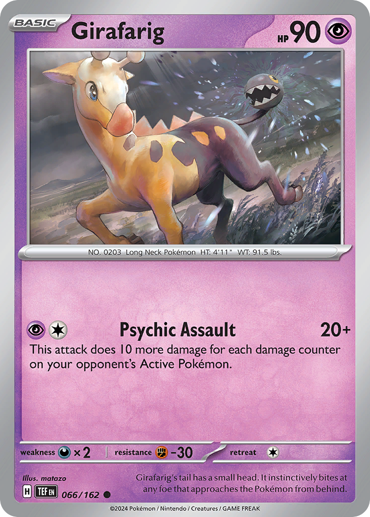 Girafarig 066/162 Temporal Forces Pokemon Reverse Holo Common NM