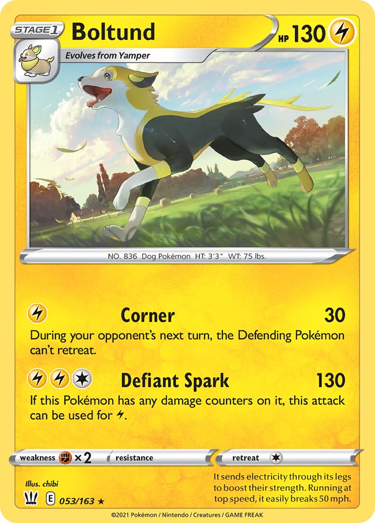 Boltund 053/163 Battle Styles Pokemon Reverse Holo Rare NM