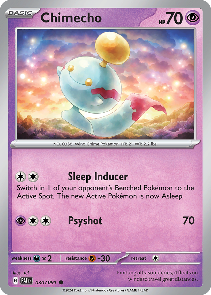 Chimecho 030/091 Paldean Fates Pokemon Reverse Holo Common NM