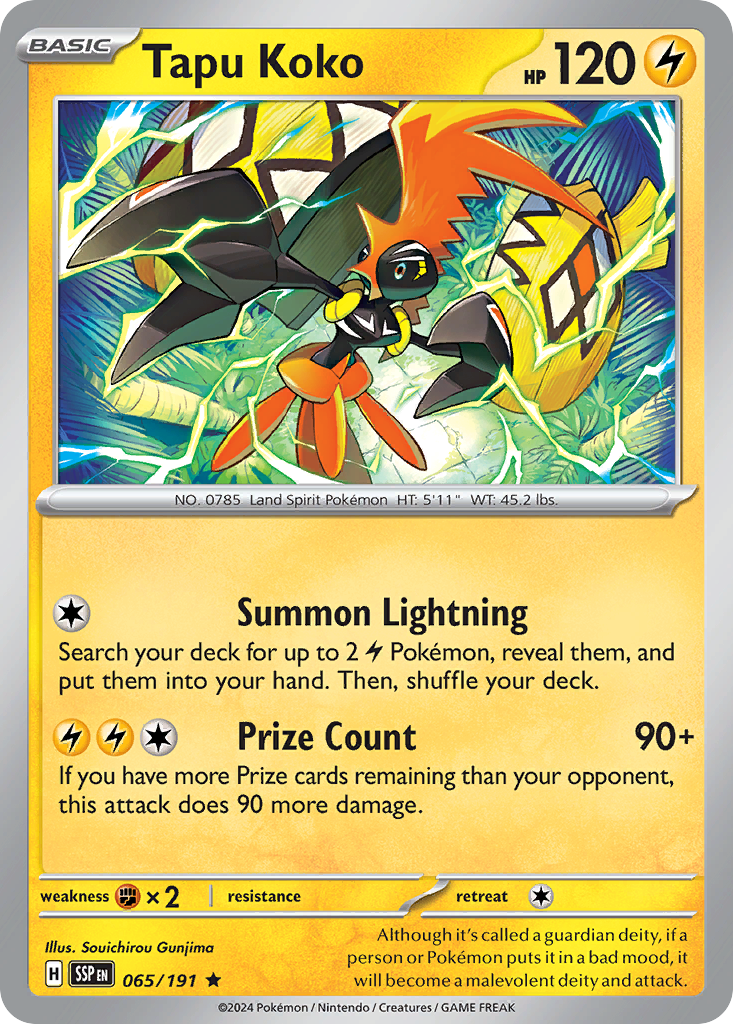 Tapu Koko 065/191 Surging Sparks Pokemon Holo Rare NM