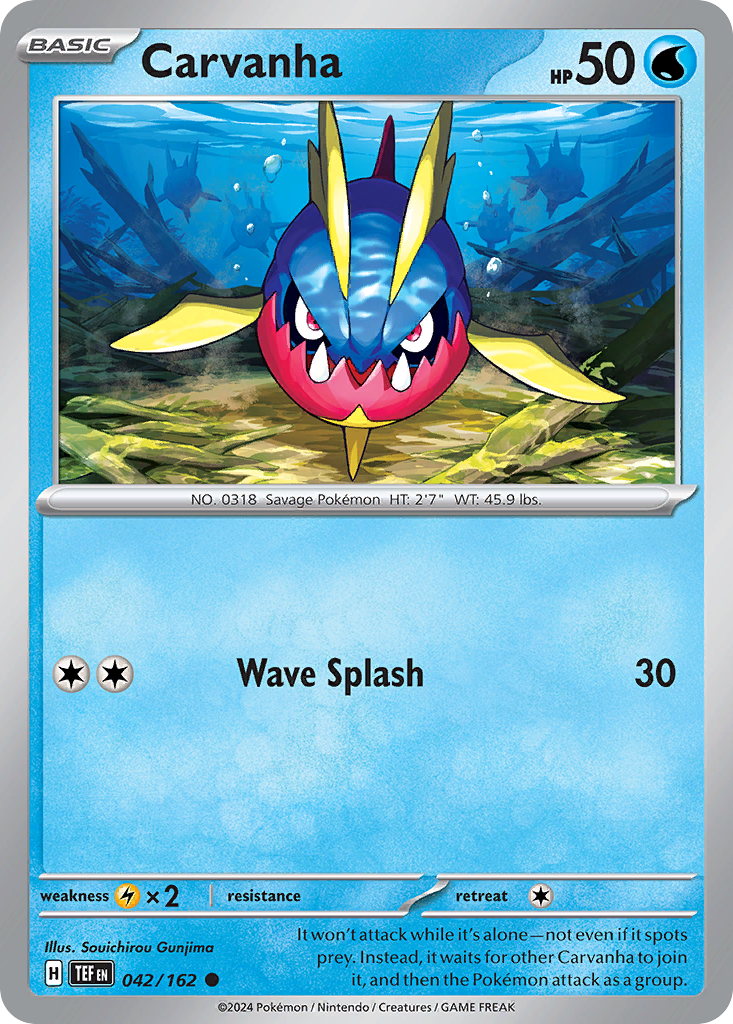 Carvanha 042/162 Temporal Forces Pokemon Reverse Holo Common NM
