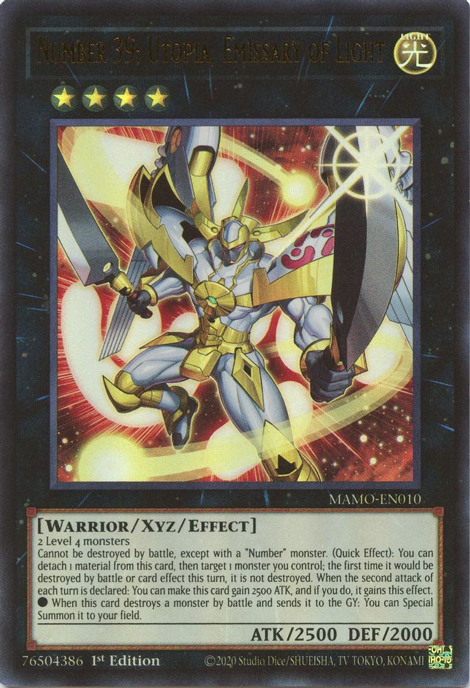 Number 39: Utopia, Emissary of Light MAMO-EN010 Magnificent Monsters Yu-Gi-Oh 1st Edition NM