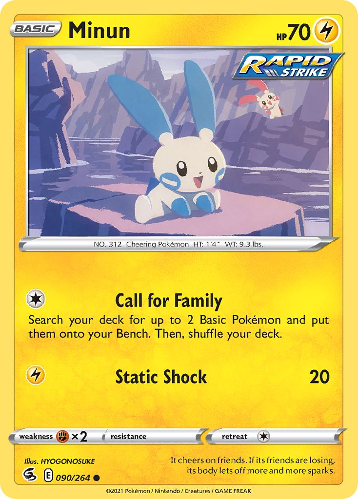 Minun 090/264 Fusion Strike Pokemon Reverse Holo Common NM
