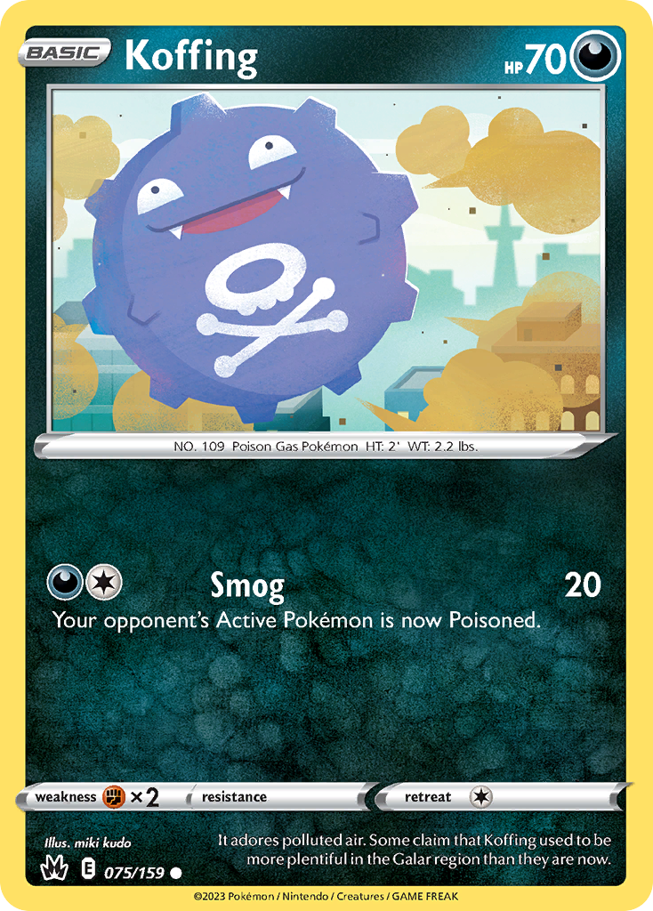 Koffing 075/159 Crown Zenith Pokemon Reverse Holo Common NM