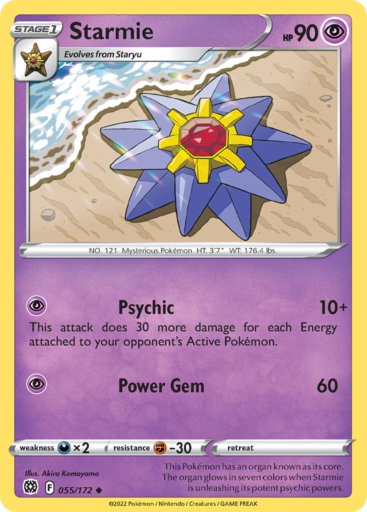 Starmie 055/172 Brilliant Stars Pokemon Reverse Holo Uncommon NM