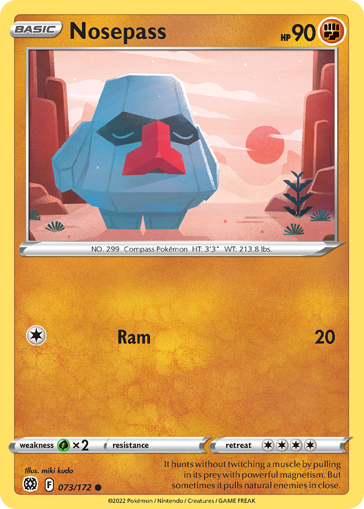 Nosepass 073/172 Brilliant Stars Pokemon Reverse Holo Common NM
