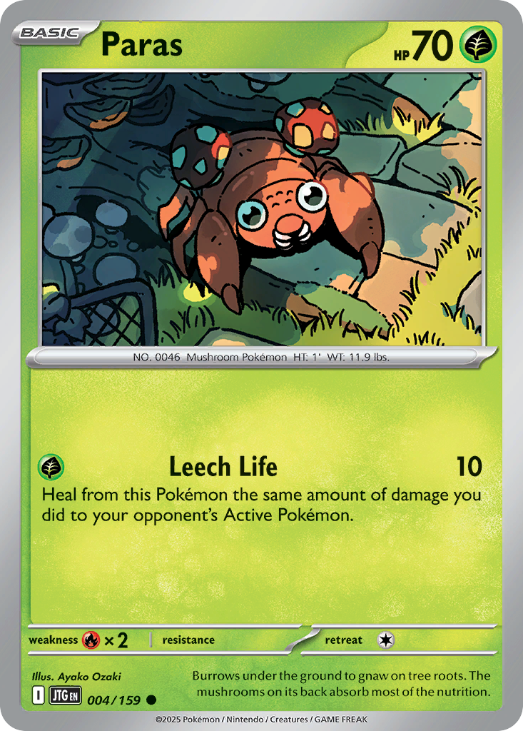 Paras 004/159 Journey Together Pokemon Reverse Holo Common NM