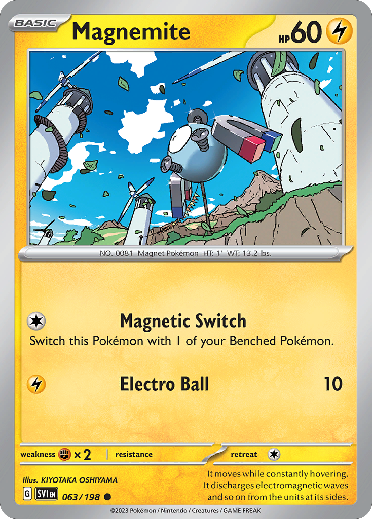 Magnemite 063/198 Scarlet & Violet Pokemon Reverse Holo Common NM