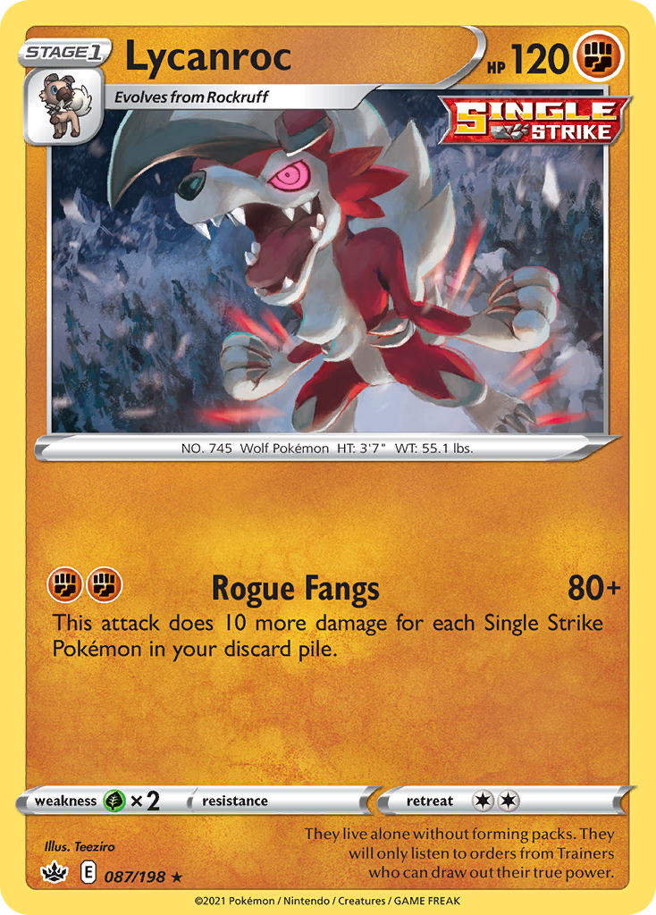 Lycanroc 087/198 Chilling Reign Pokemon Reverse Holo