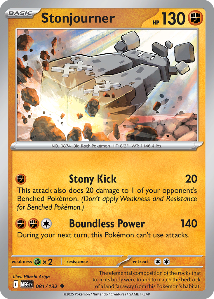 Stonjourner 081/132 Mega Evolution Pokemon Reverse Holo Uncommon NM