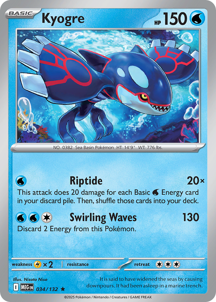 Kyogre 034/132 Mega Evolution Pokemon Holo Rare NM