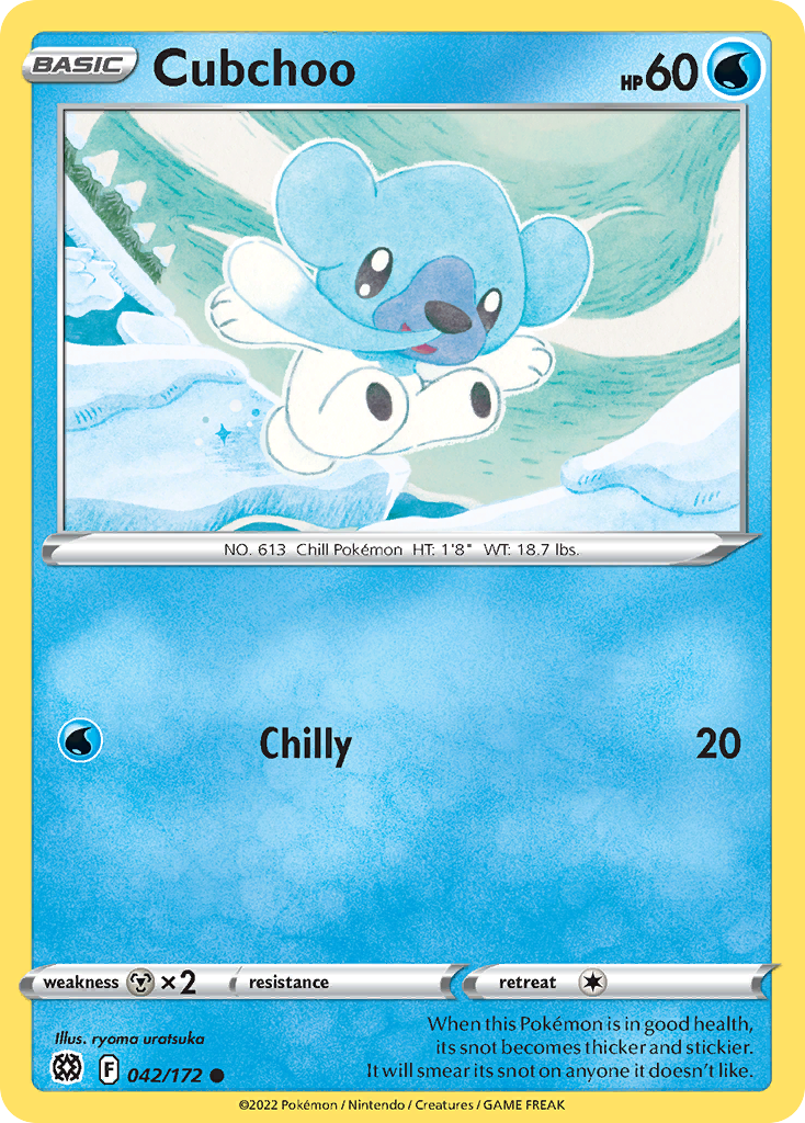 Cubchoo 042/172 Brilliant Stars Pokemon Reverse Holo Common NM