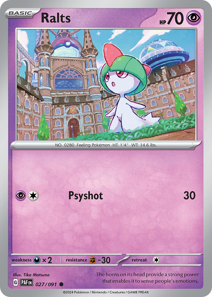 Ralts 027/091 Paldean Fates Pokemon Reverse Holo Common NM