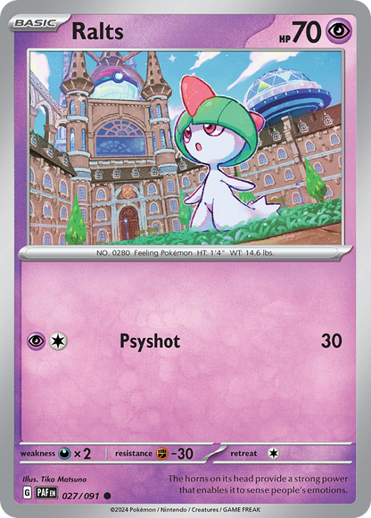 Ralts 027/091 Paldean Fates Pokemon Reverse Holo Common NM