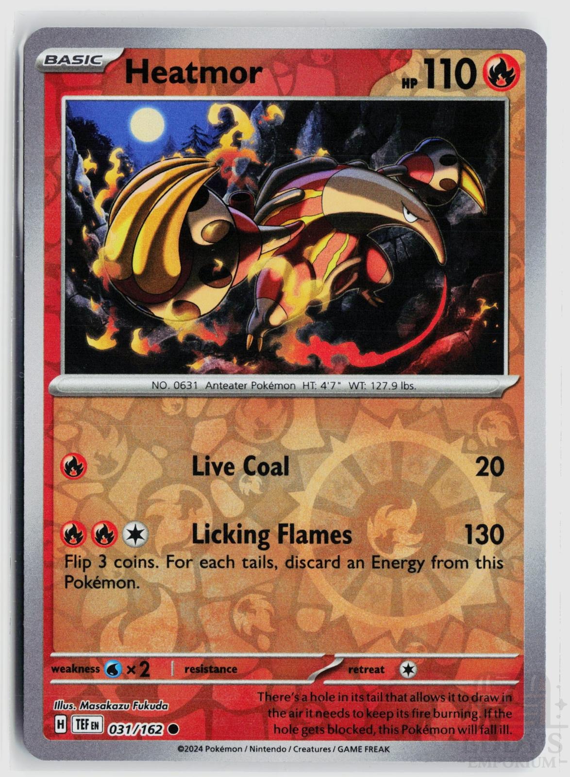 Heatmor 031/162 Temporal Forces Pokemon Reverse Holo Common NM
