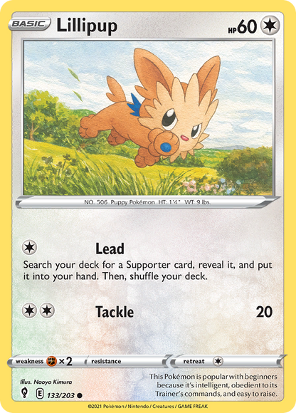 Lillipup 133/203 Evolving Skies Pokemon Reverse Holo Common NM