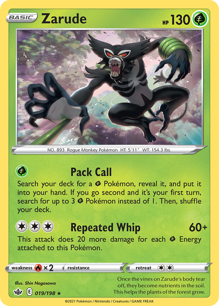Zarude 019/198 Chilling Reign Pokemon Reverse Holo Rare NM