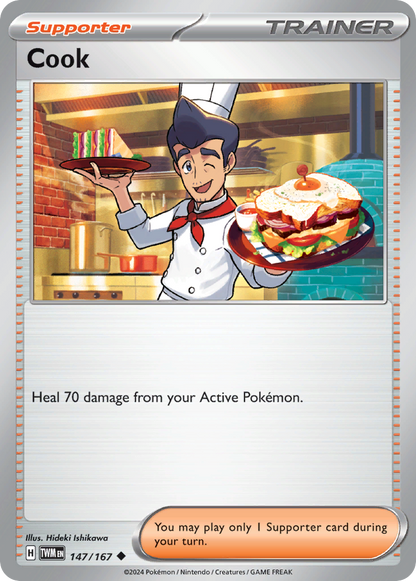 Cook 147/167 Twilight Masquerade Pokemon Reverse Holo Uncommon NM