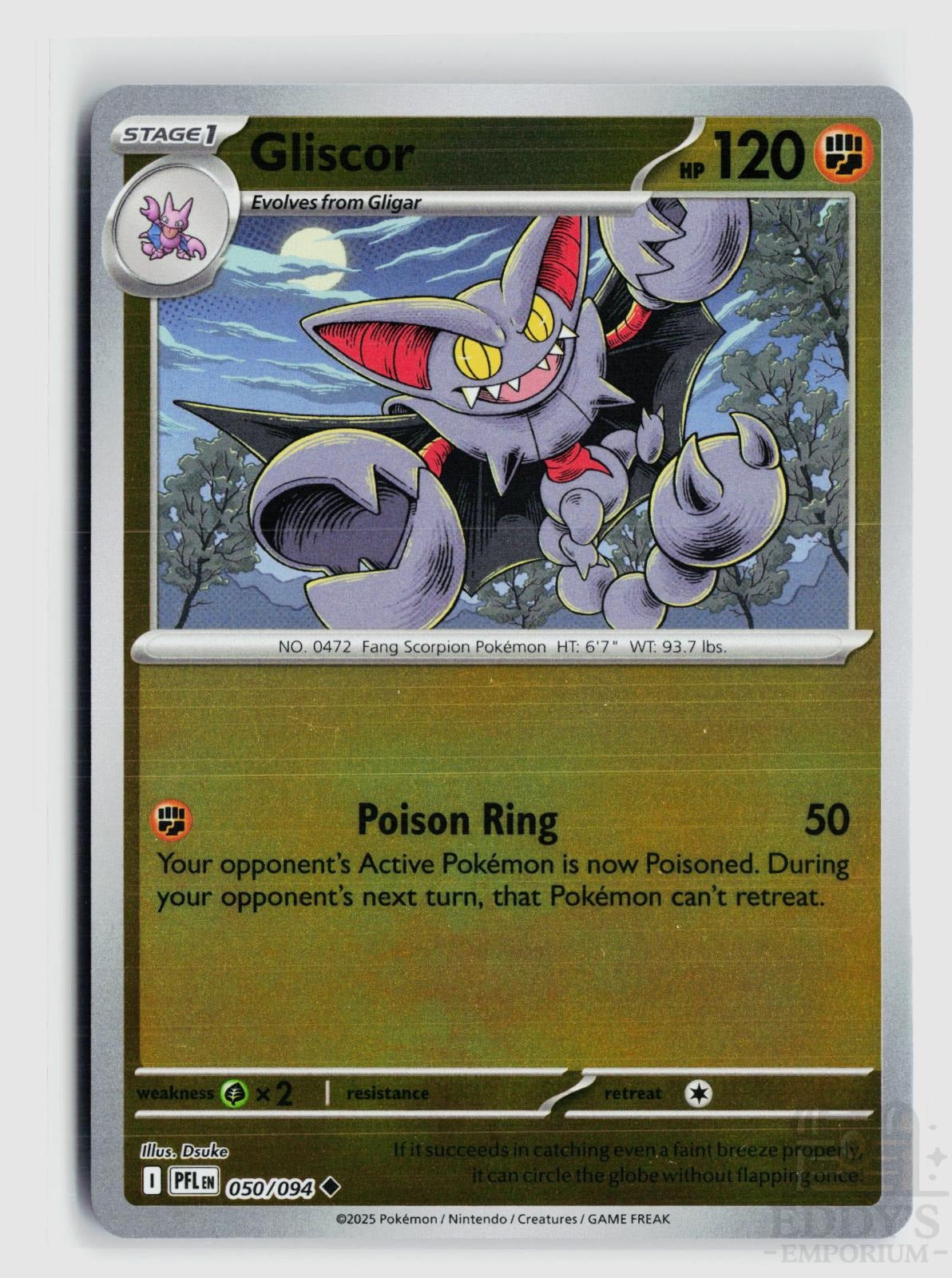 Gliscor 050/094 Phantasmal Flames Pokemon Reverse Holo