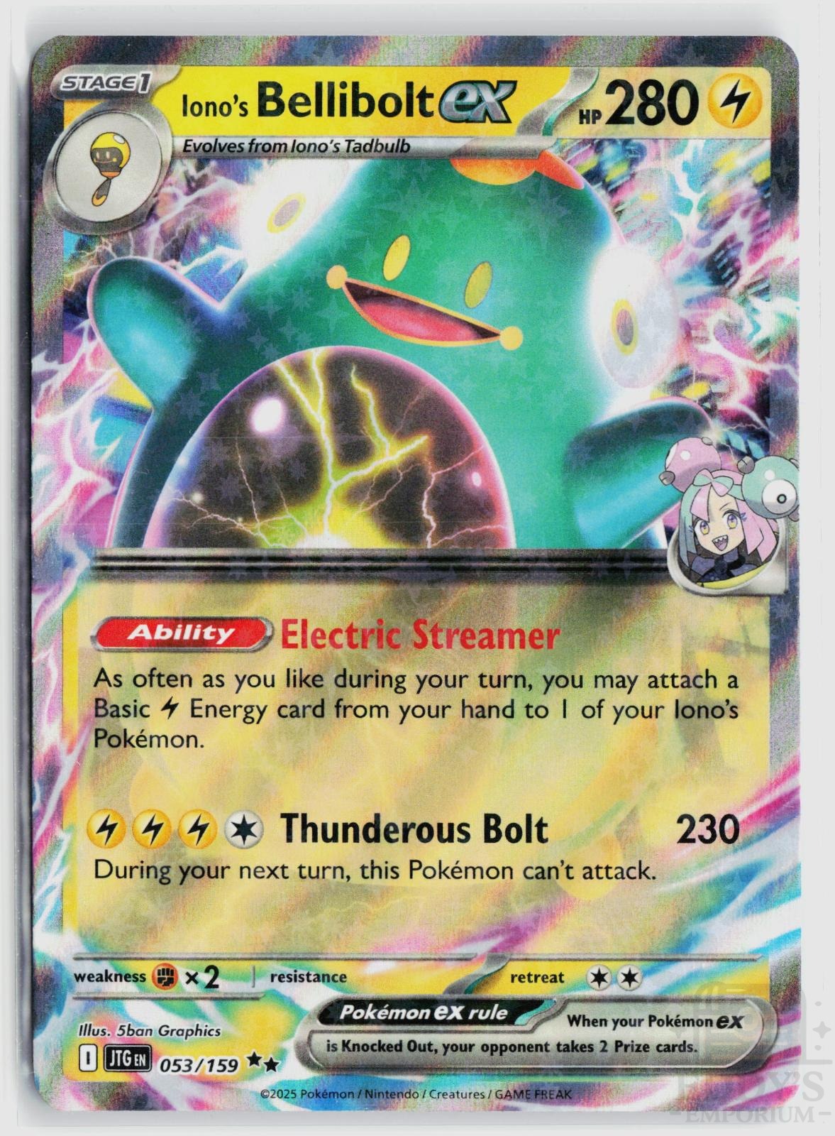 Iono's Bellibolt ex 053/159 Journey Together Pokemon Holo Double Rare