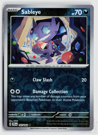 Sableye 107/162 Temporal Forces Pokemon Reverse Holo Uncommon NM
