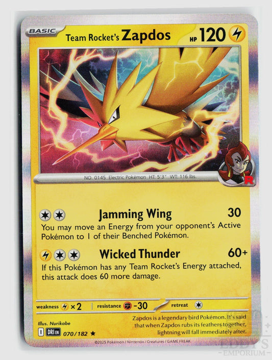 Team Rocket's Zapdos 070/182 Destined Rivals Pokemon Holo