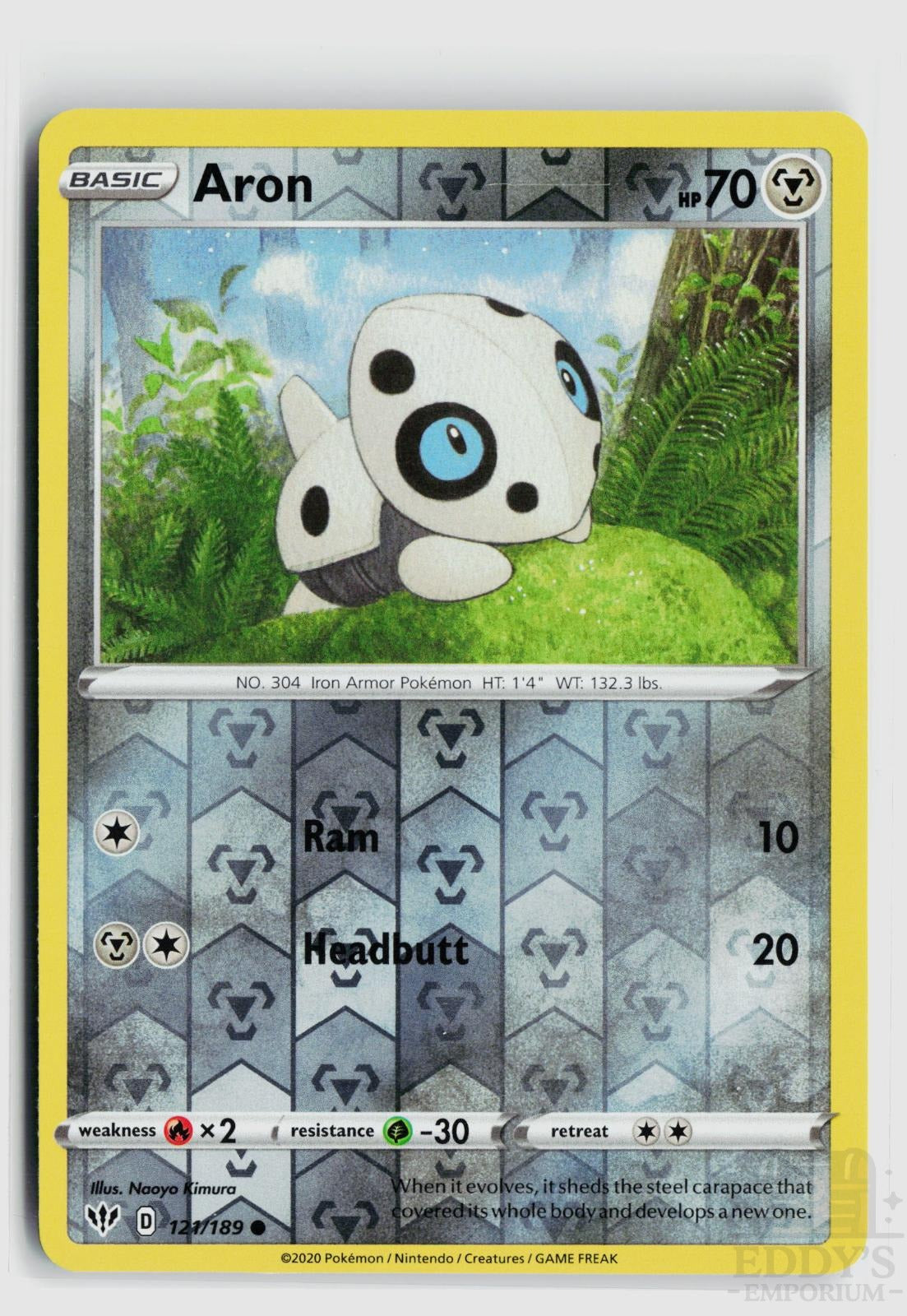 Aron 121/189 Darkness Ablaze Pokemon Reverse Holo Common NM