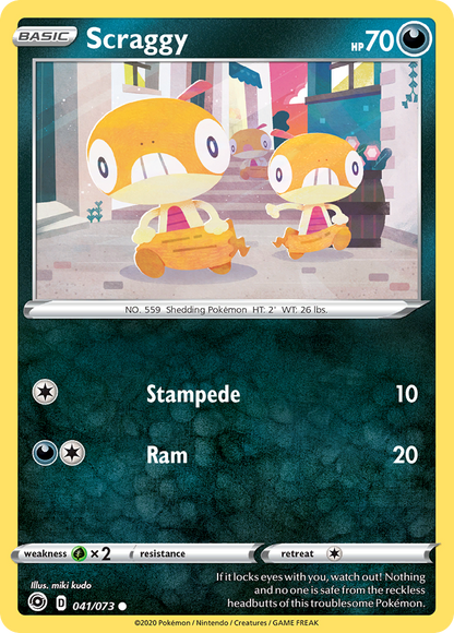Scraggy 041/073 Champion's Path Pokemon Reverse Holo Common NM