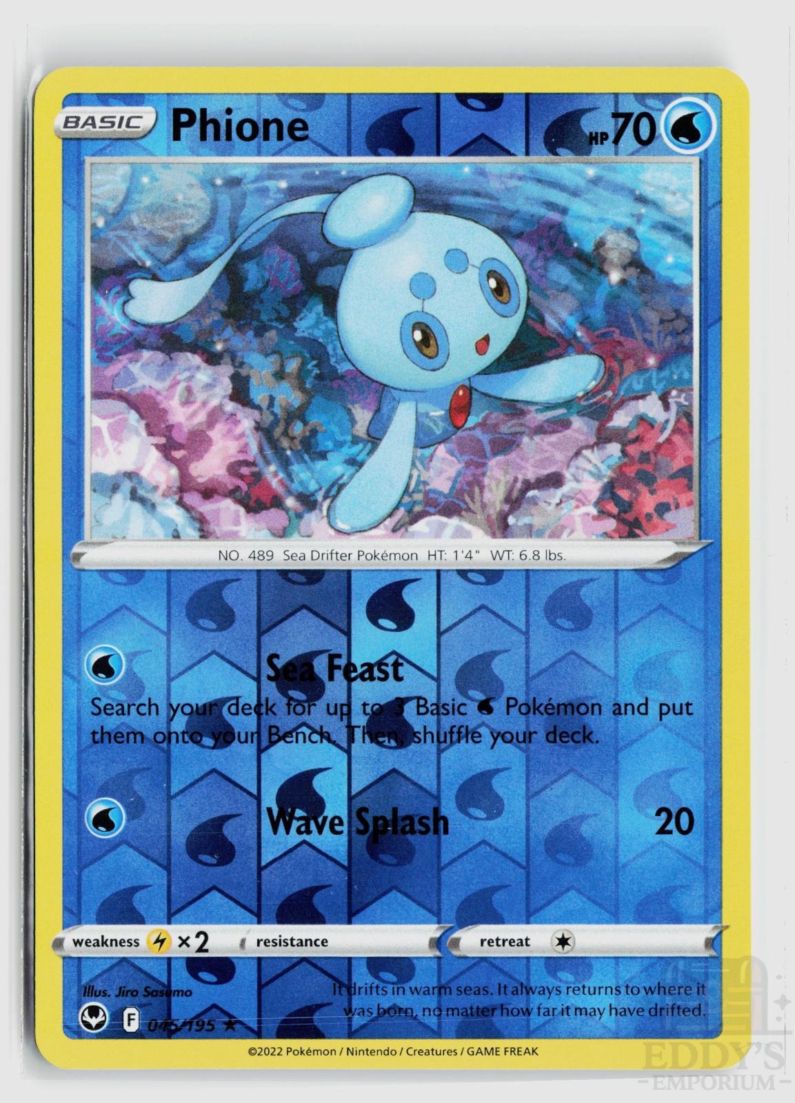 Phione 045/195 Silver Tempest Pokemon Reverse Holo Rare NM