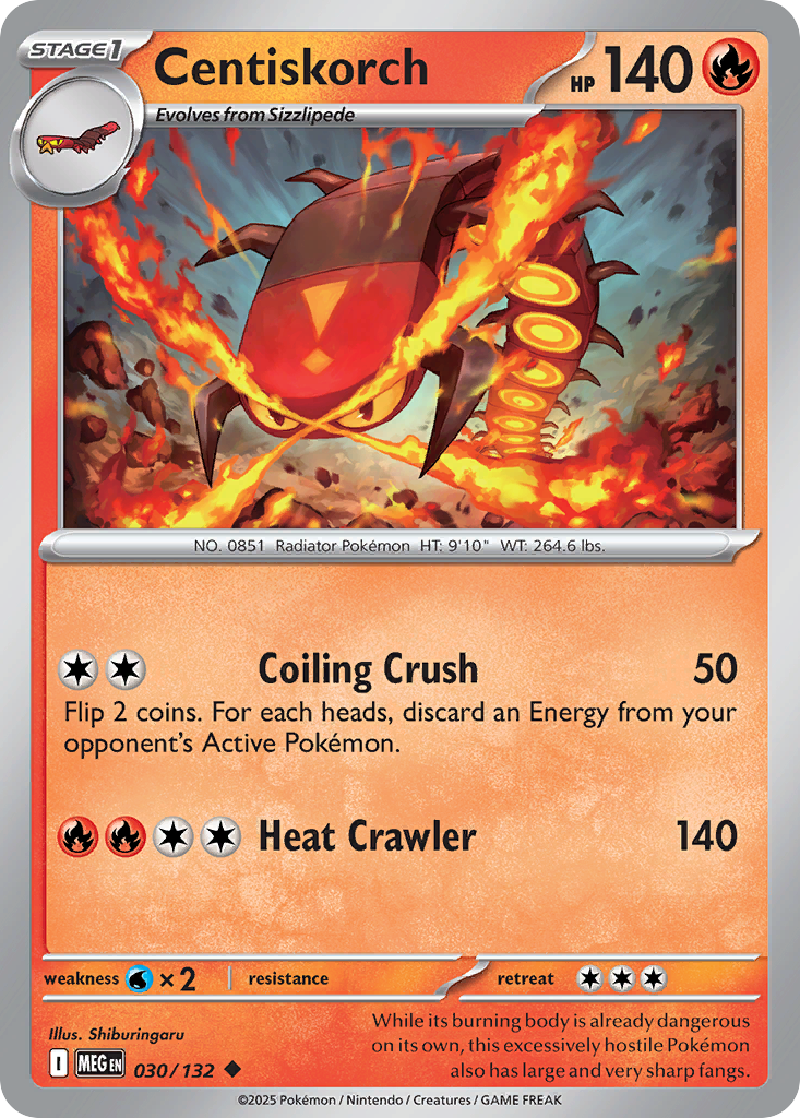 Centiskorch 030/132 Mega Evolution Pokemon Reverse Holo Uncommon NM