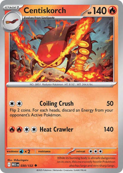 Centiskorch 030/132 Mega Evolution Pokemon Reverse Holo Uncommon NM
