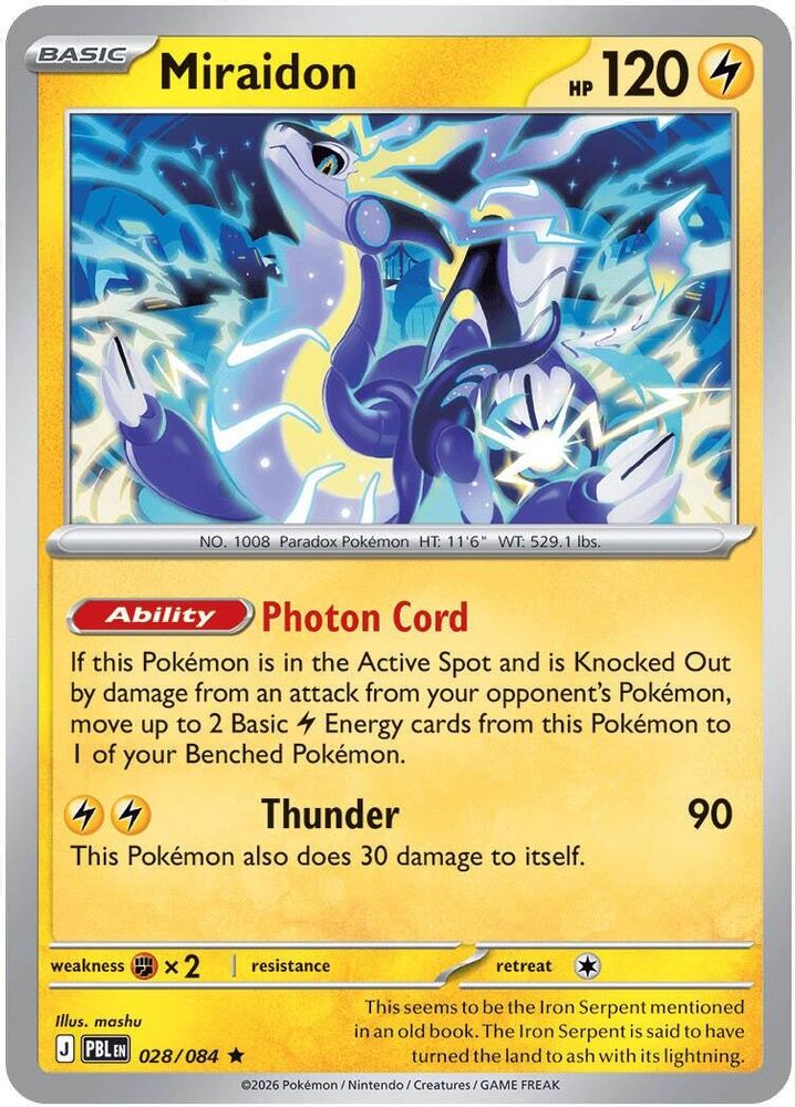 Miraidon 028/084 Pitch Black Pokemon Reverse Holo